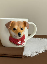 Custom Polymer Clay Pet Face Mug – 3D Portrait Attachment on Ceramic Mug