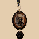 3D Vegetable‑Tanned Leather Pet Carved Lace-Edge Car Charm ~110 mm (4.33 in)