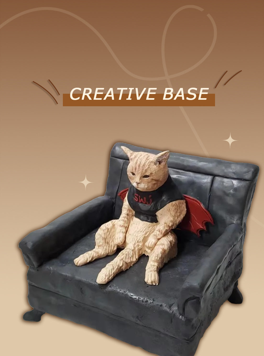 Custom Polymer Clay Full-Body Pet Sculpture – 6–20 cm (2.36–7.87 in) Hand-Sculpted Figurine