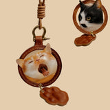 Custom 3D Vegetable‑Tanned Leather Pet Portrait Round Keychain – Handmade Single Pet