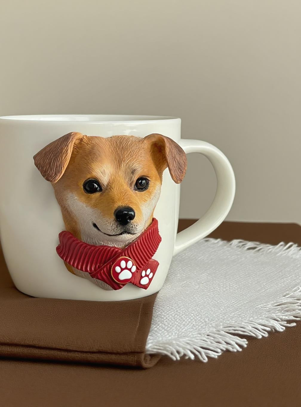 Custom Polymer Clay Pet Face Mug – 3D Portrait Attachment on Ceramic Mug