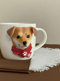 Custom Polymer Clay Pet Face Mug – 3D Portrait Attachment on Ceramic Mug