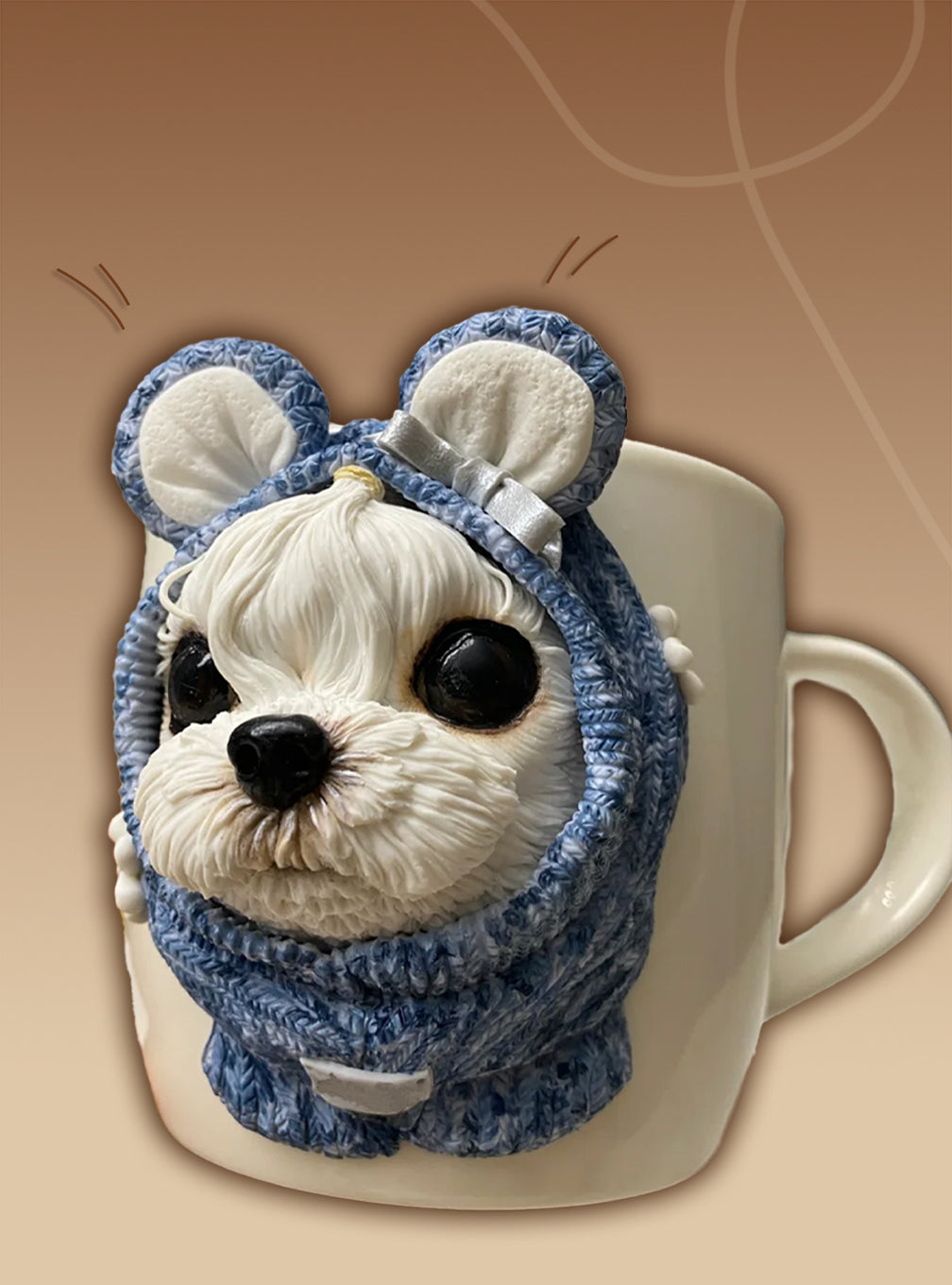 Custom Polymer Clay Pet Face Mug – 3D Portrait Attachment on Ceramic Mug