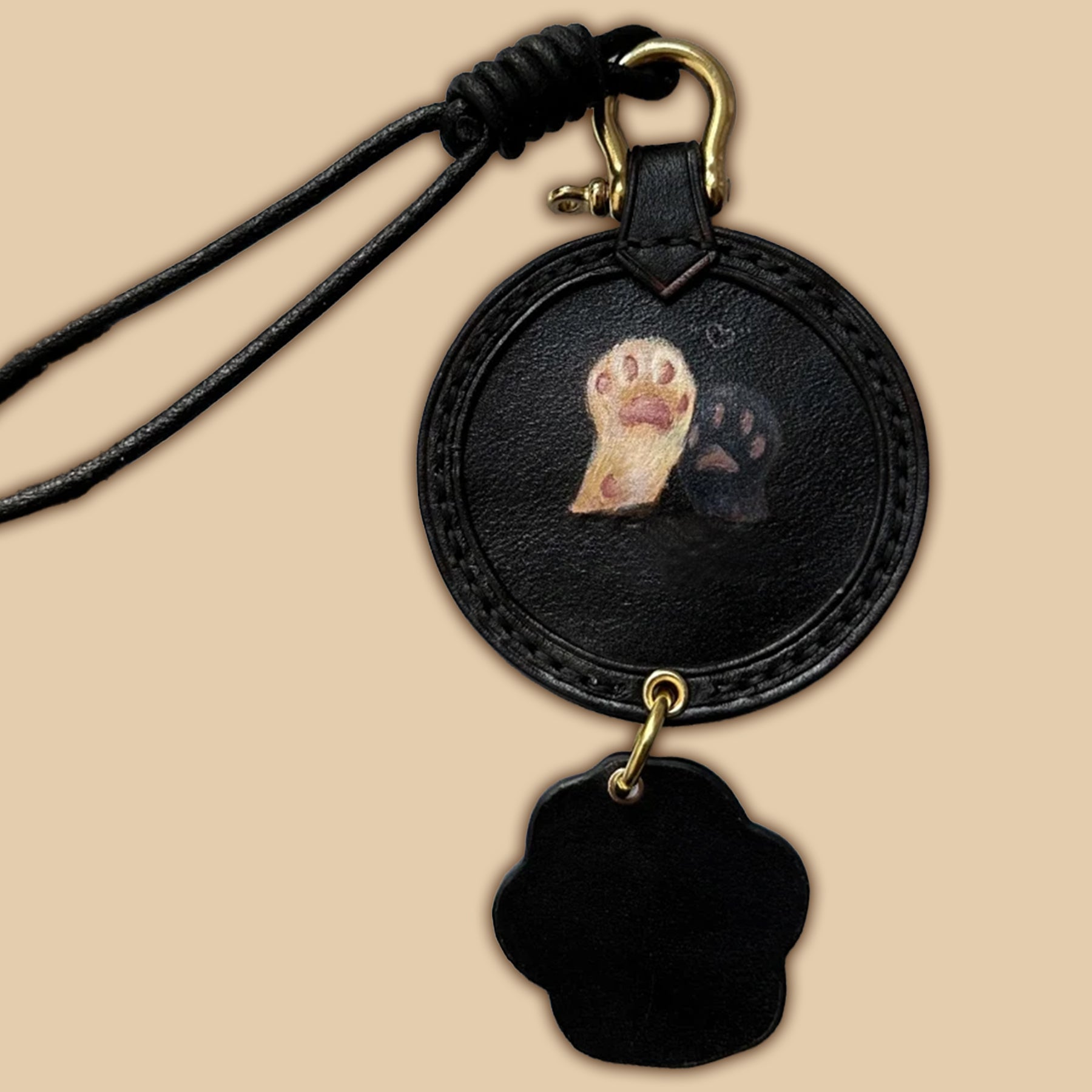 Custom 3D Vegetable‑Tanned Leather Pet Portrait Round Keychain – Handmade Single Pet